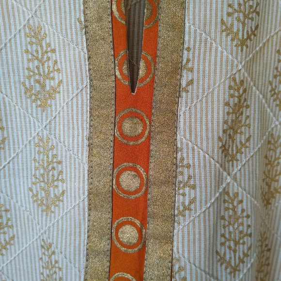 La Fille Cream and Gold Indian Tunic Kaftan Sz 32 - Picture 6 of 7